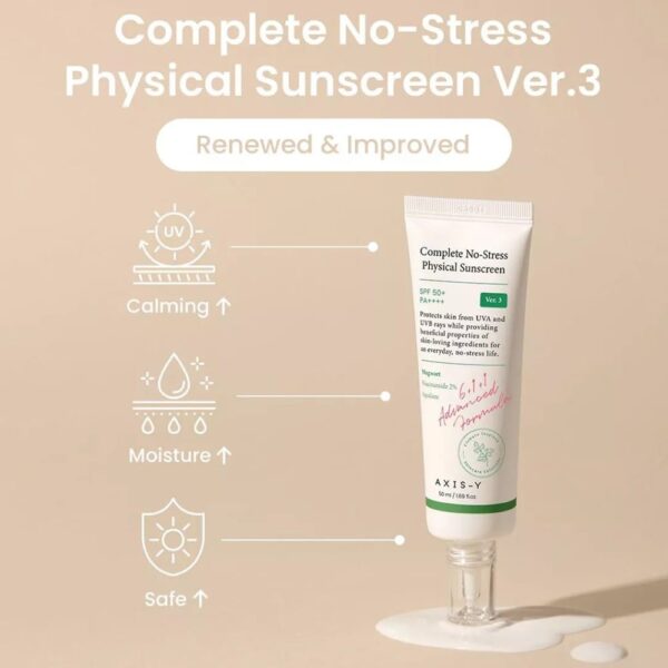 Crema de fata SPF 50+ PA++++,  Complete No-Stress Physical V.3, AXIS-Y, 50 ml - Imagine 2