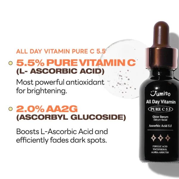 Ser de față Pure C 5.5 Glow, Jumiso, All Day Vitamin, 30ml - Imagine 5