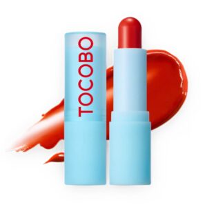 Balsam de buze stralucitor cu tentă, TOCOBO, 013 Tangerine Red, 3.5g