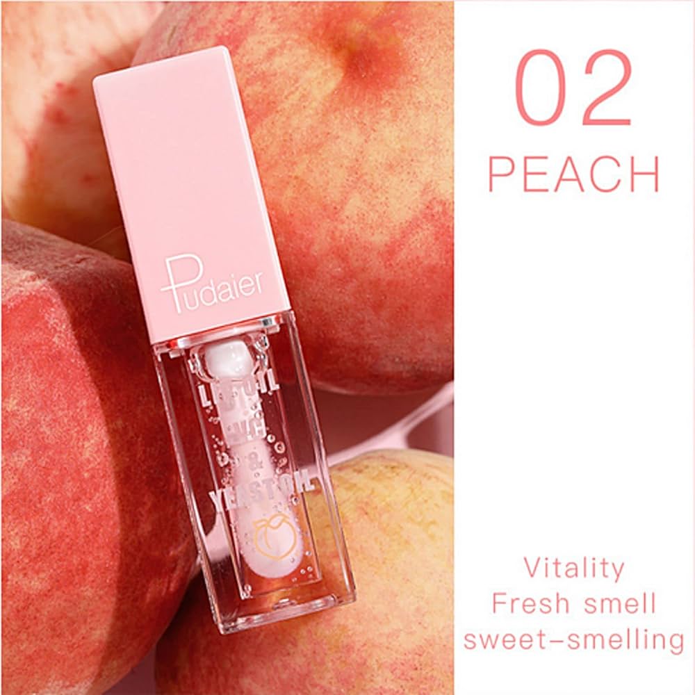 Ulei hidratant pentru buze cu fructe, Pudaier, Clear Moisturizing Fruit Lip Oil, 4.5g - #02 Peach