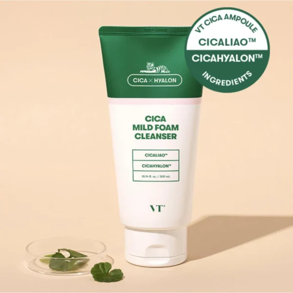 VT Cosmetics - Spumă de curățare delicată cu Cica, Cica Mild Foam Cleanser, 300ml - Imagine 3
