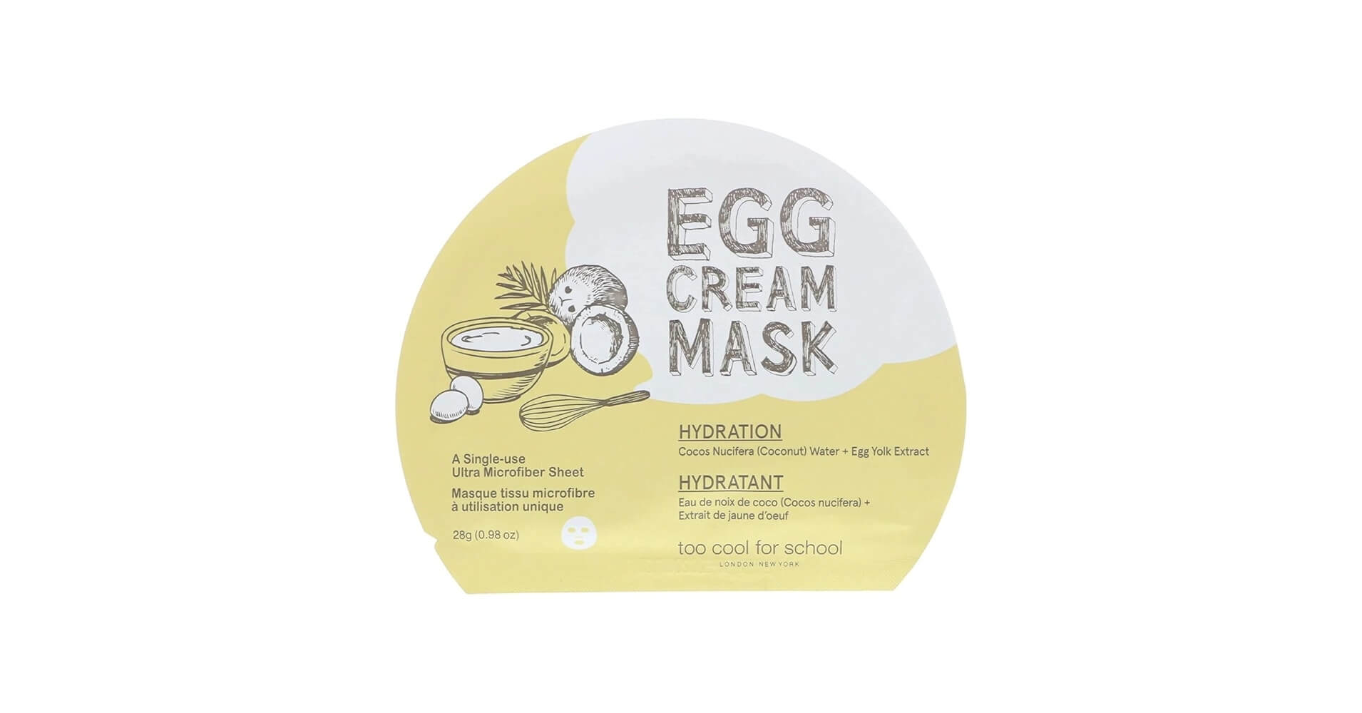 Mască hidratantă cu ou, Too Cool For School, Egg Cream Mask Hydration