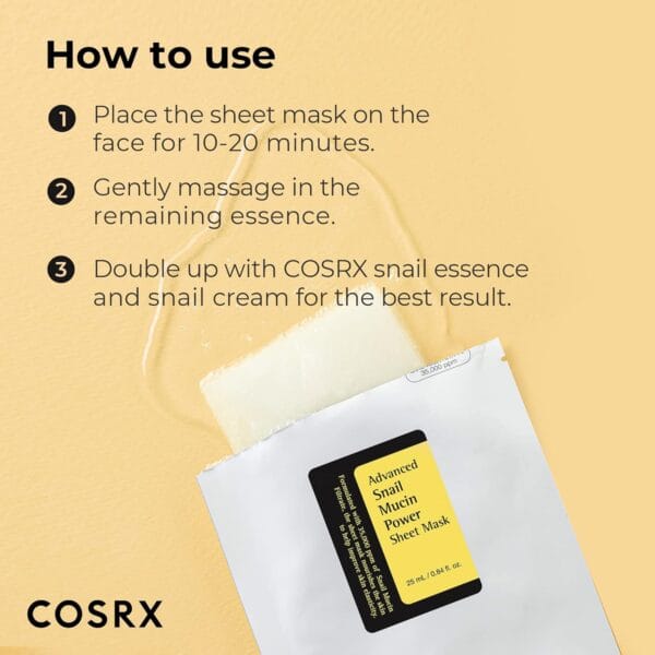 Mască de față cu mucină de melc, COSRX, Advanced Snail Mucin Power Sheet Mask, 25g - Imagine 4