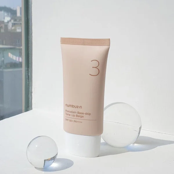 Baza de machiaj tonifiantă No.3 SPF50+, Numbuzin, Porcelain Base-skip Tone Up Beige, 50ml - Imagine 5