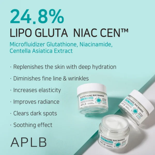 Crema facială cu glutathion și niacinamidă, APLB, 55ml - Imagine 3