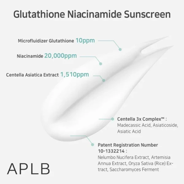 APLB - Glutathione Niacinamide Sunscreen, 40ml - Imagine 4
