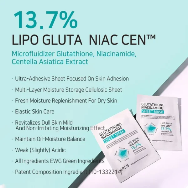 Masca de față cu glutathion și niacinamidă, APLB, 25ml - Imagine 5