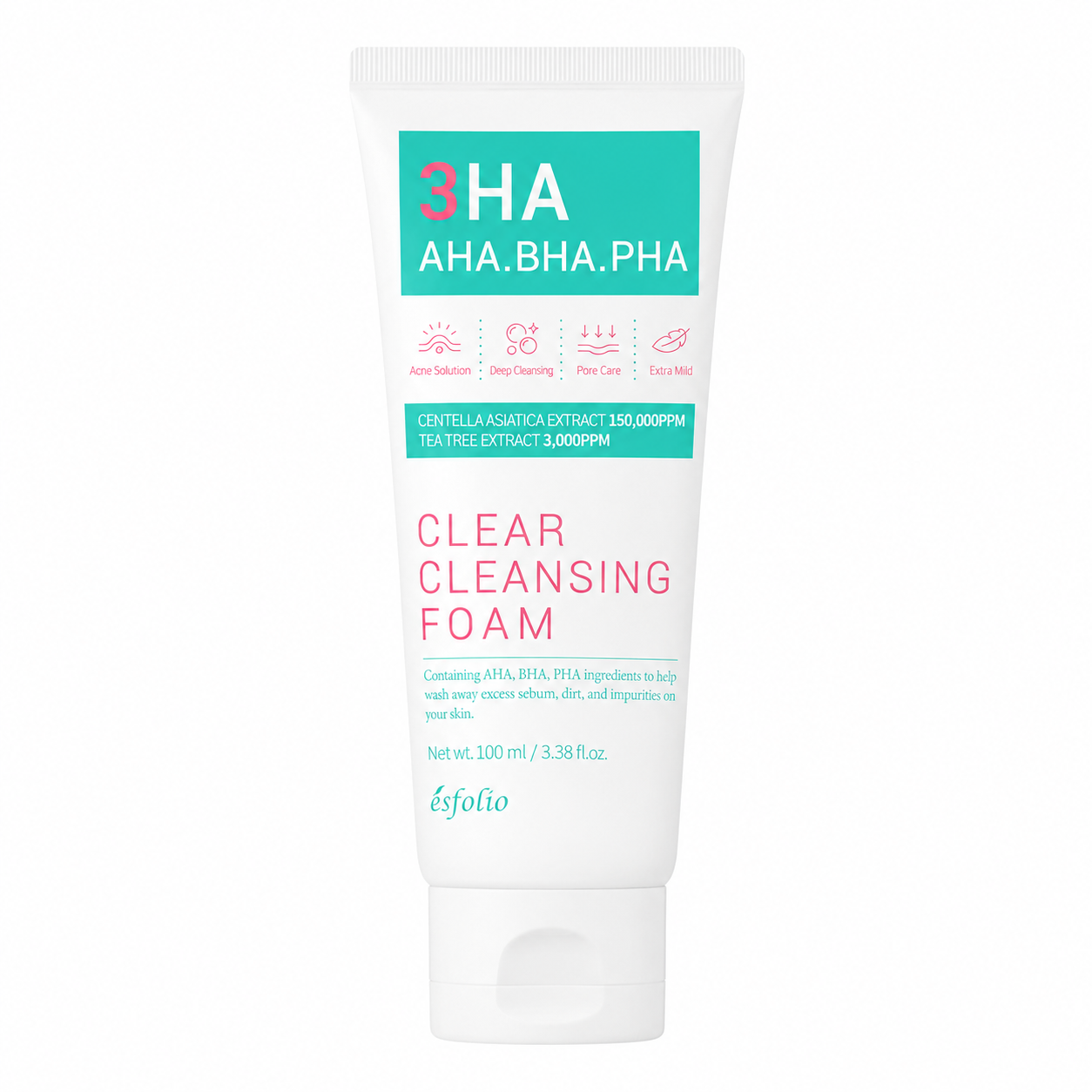 Esfolio – 3HA Clear Cica Mildly Acidic Cleansing Foam, 100g