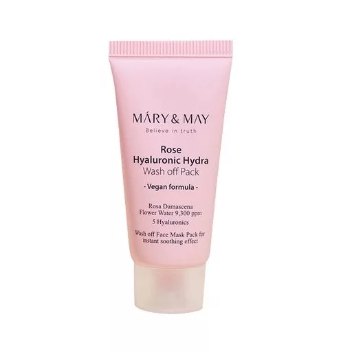 Masca de față vegana Rose Hyaluronic Hydra Wash-Off, MARY&MAY, 30g