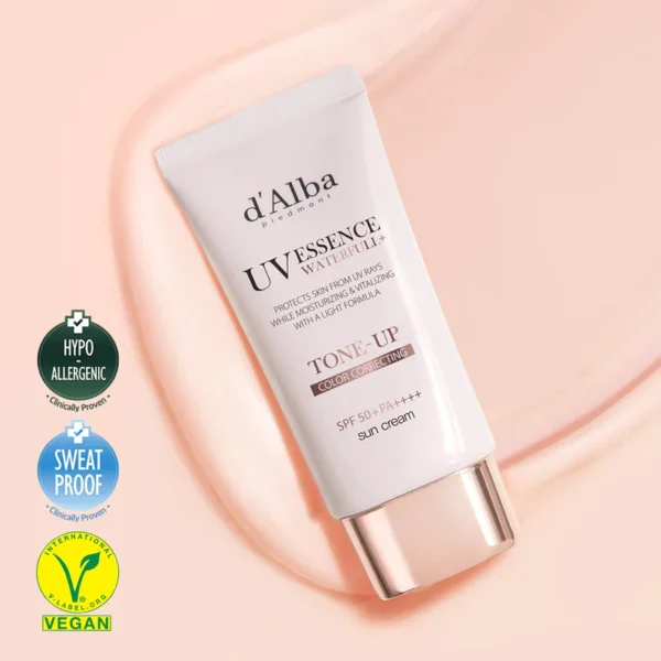Crema solară Waterfull Tone-Up cu efect de iluminare (roz), d'Alba, 50ml - Imagine 2
