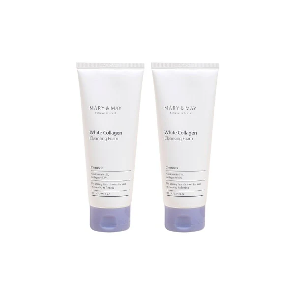 Set duo White Collagen Cleansing Foam, MARY&MAY, 2 piese