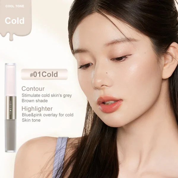 Iluminator si contur fata, Highlighter & Contour Duo, Judydoll, Cold, 4.8g - Imagine 2