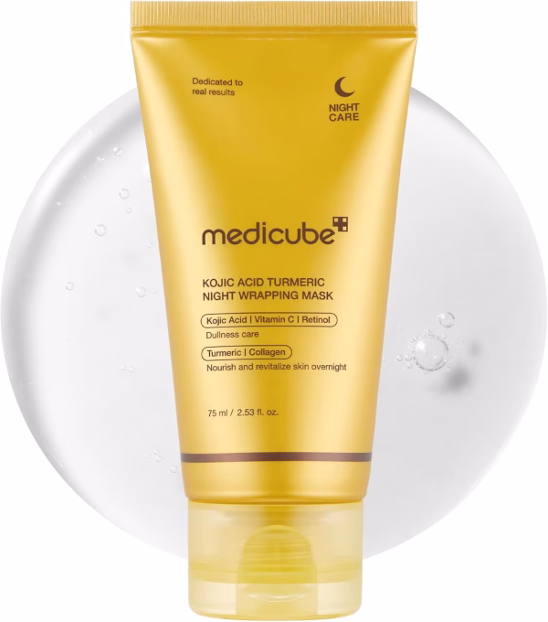Masca de fata cu turmeric si acid kojic, Night Wrapping Mask, Medicube 75 ml - Imagine 1