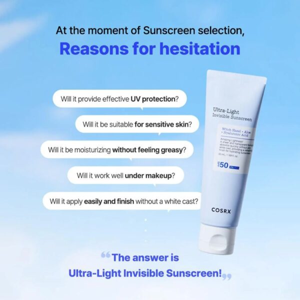 COSRX - Protectie solara Ultra Light Invisible Sunscreen SPF50 PA++++, 50ml - Imagine 5