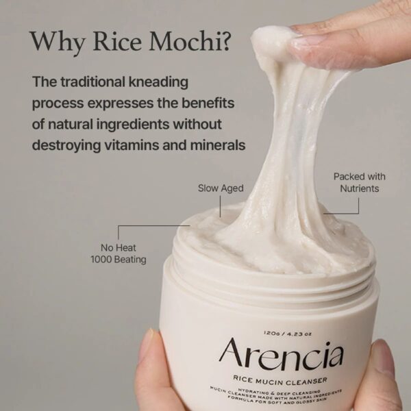 Arencia - Spuma de curatare faciala cu mochi de orez si mucina melc, Rice Mucin Cleanser, 120g - Imagine 2