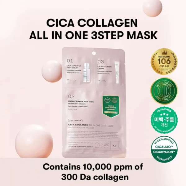 VT Cosmetics - Masca faciala cu colagen in 3 pasi, Cica Collagen All in One 3-step nourishing - Imagine 3