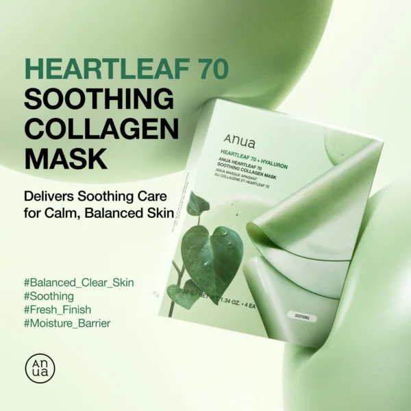 Anua - Heartleaf 70 Soothing Collagen Mask, 4 sheets - Imagine 2