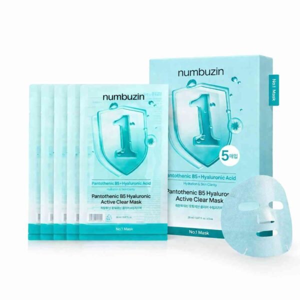 ebfa5242-5ac6-409c-942a-b41458c680b Numbuzin - No.1 Pantothenic B5 Hyaluronic Active Clear Mask - 26ml x 5 pcs - Imagine 1