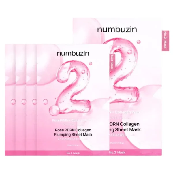 Numbuzin - No.2 Rose PDRN Collagen Plumping Sheet Mask - 5ea - Imagine 1